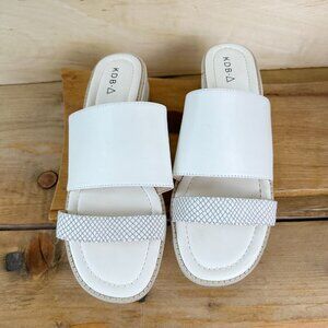 KDB Kelsi Dagger‎ White Leather Slides Sandals Shoes 8.5